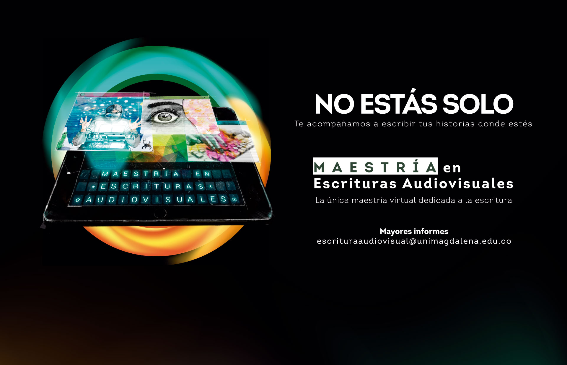 Se muestra la maestría en escrituras audiovisuales, on line.