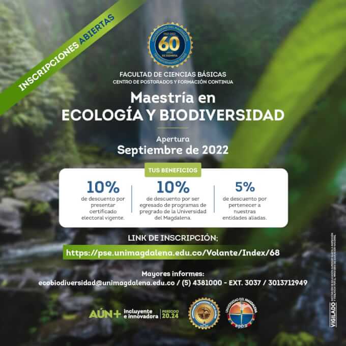 Inscripciones abiertas para el periodo 2022-2 en la Maestría en Ecología y Biodiversidad