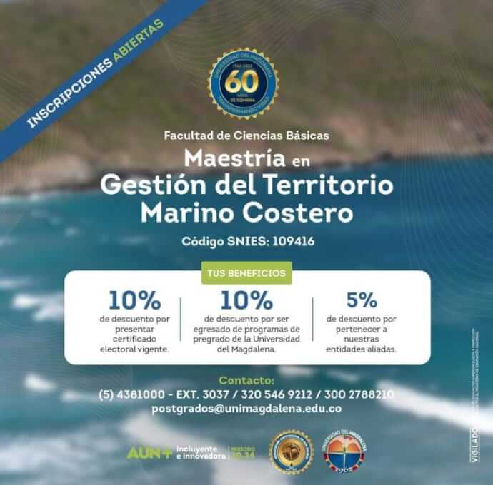 Inscripciones abiertas periodo 2022-2 Maestría en Gestión del Territorio Marino Costero