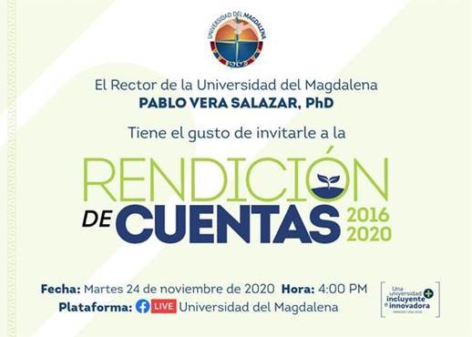 Portada rendición de cuentas del rector 2016-2020