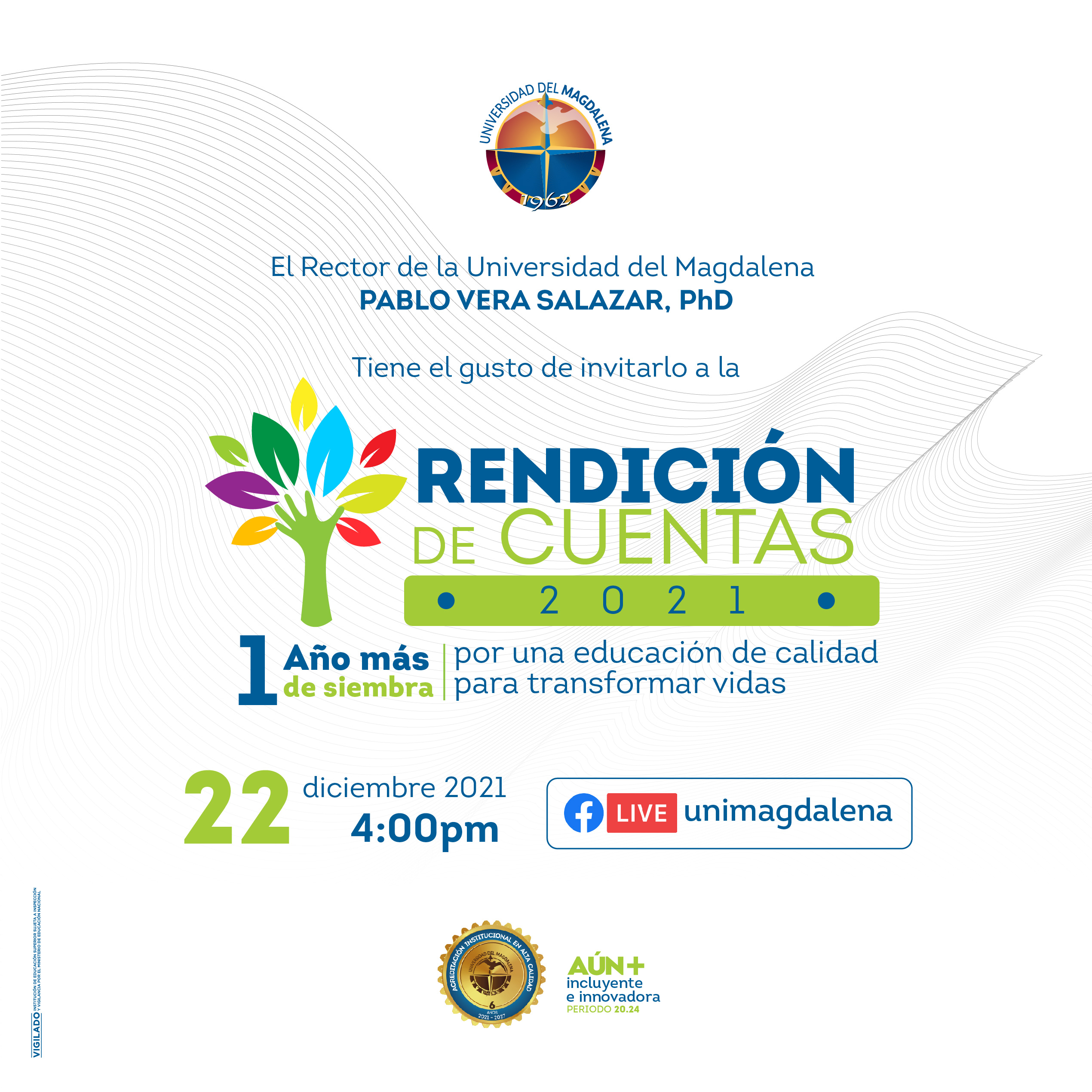 Portada rendición de cuentas del rector 2021